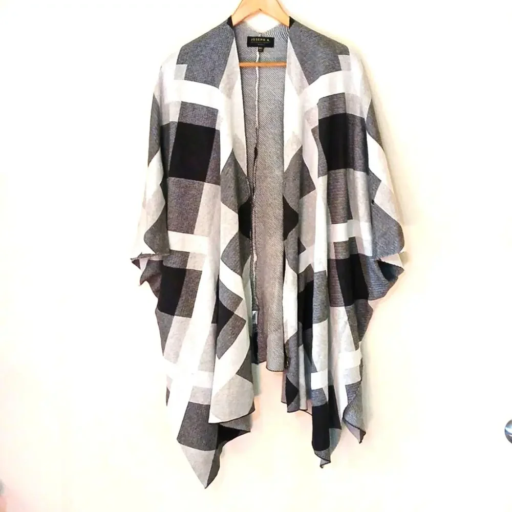 Joseph A cardigan shawl half zip gray abstract one size